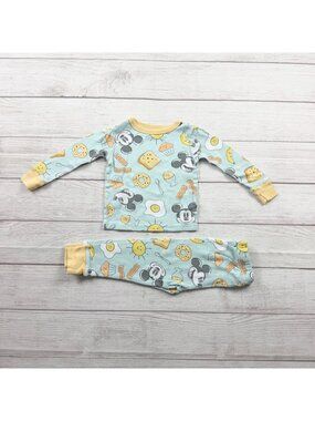 Disney Mickey Mouse Toddler Pajamas Breakfast Print 2 Piece Snug Fit PJs 3T